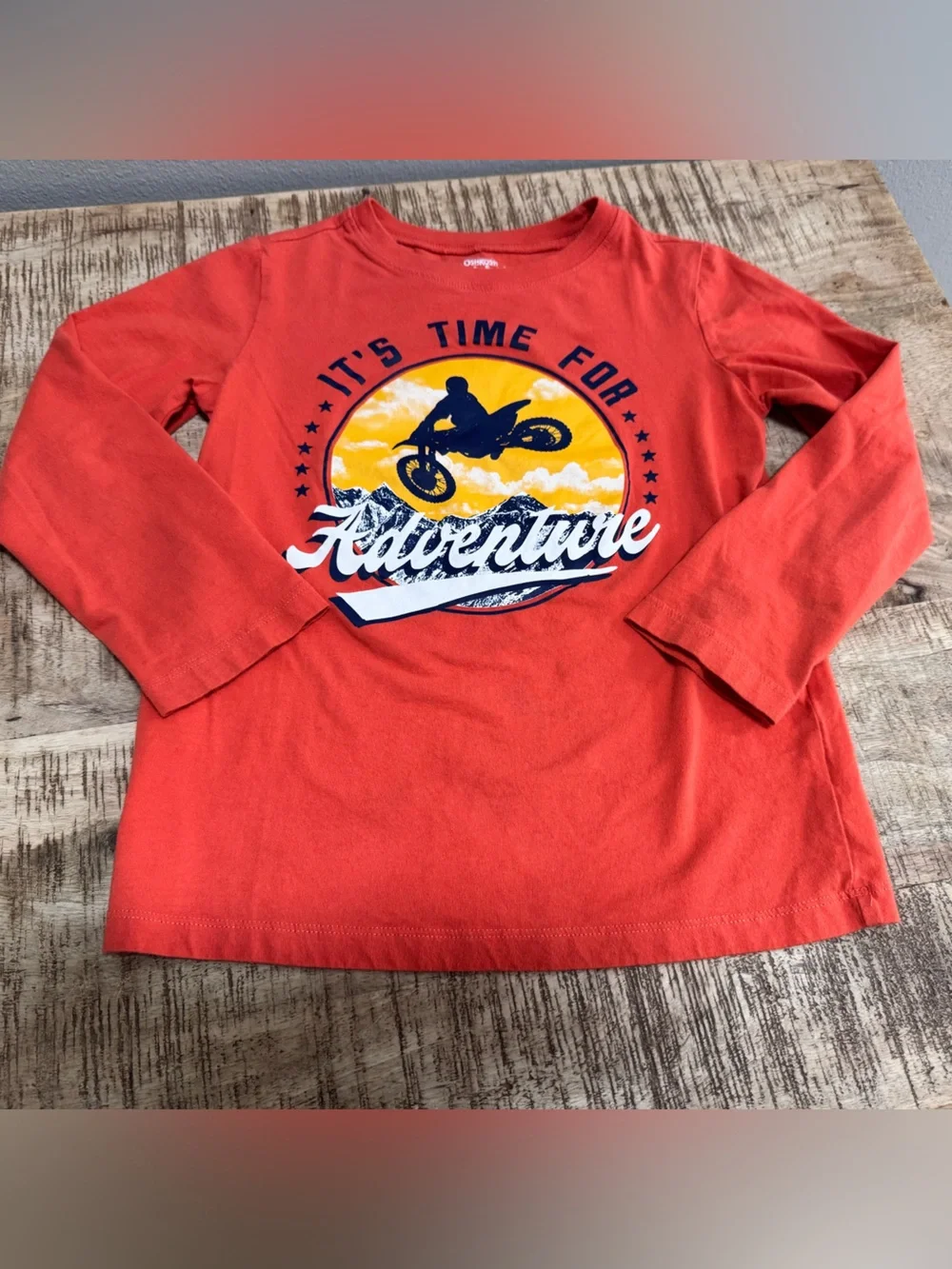 OshKosh B'gosh Orange Long-Sleeve Adventure Tee with Motocross Graphic
